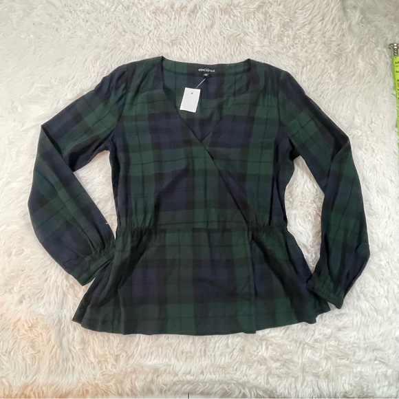 J. Crew Dark Green and Navy Plaid Blouse - 8 - Picture 1 of 8